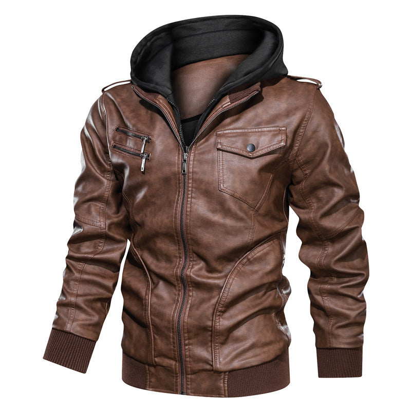 Men's Washable Pu Leather Jacket With Removable