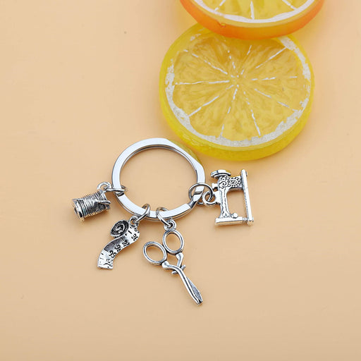 Scissors Ruler Tailor Clothing Making Keychain