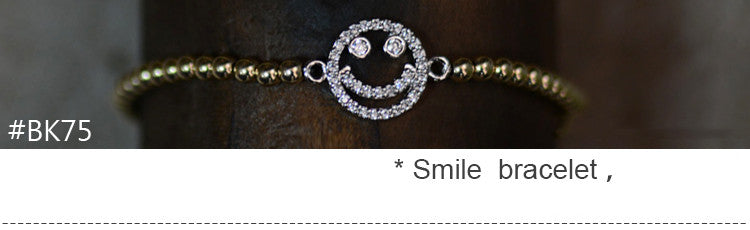 Heart Shaped Crystal Smiling Face Wrapped Gold Bracelet