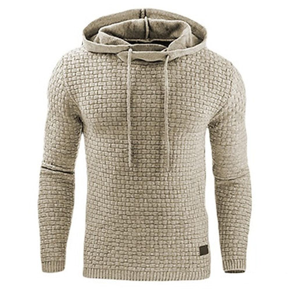 European and American Men's Jacquard Sweater Long-sleeved Hoodie Warm Color Hooded Sweatshirt Jacket