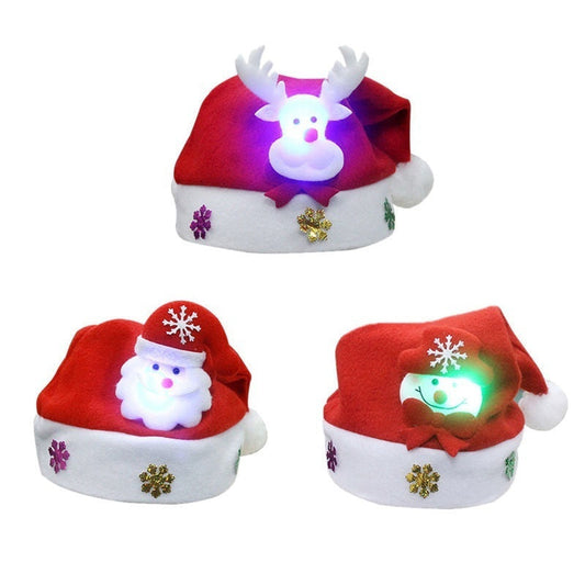 Christmas Decorations Non-woven Cartoon Applique Luminous Hat