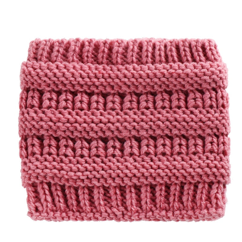 Women Headwrap Ponytail Beanies Hat Winter Warm Ear Warmer Head Wrap Casual Crochet Turban Hats Female Soft Knit Woolen Caps