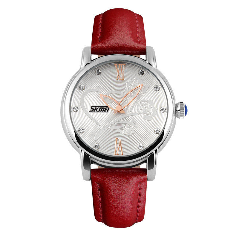 Leather waterproof ladies watch