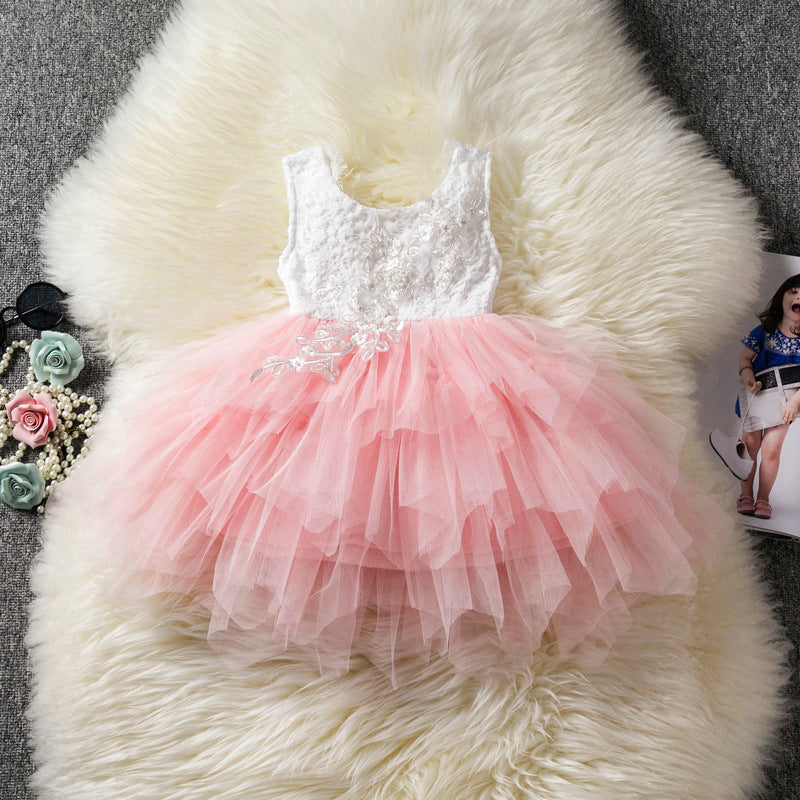 Girl lace dress embroidered princess dress