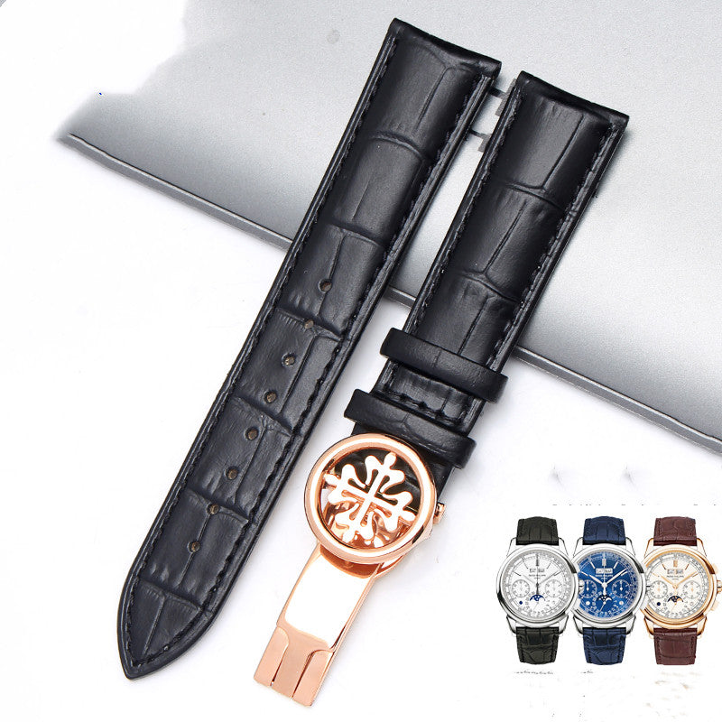 Watch strap with pattern butterfly buckle