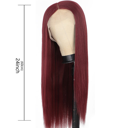 Hot Sale Ladies Front Lace Long Straight Chemical Fiber Wig Head Cover