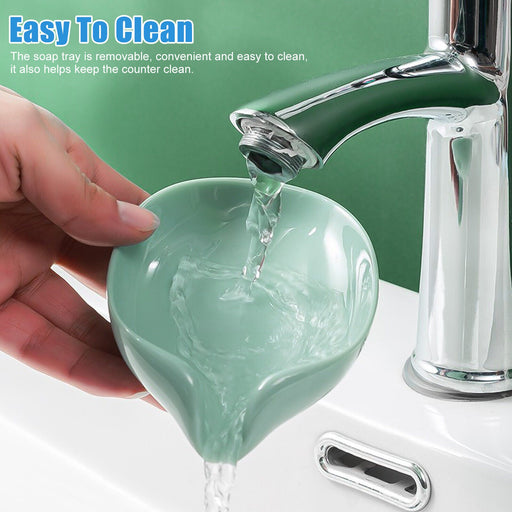 2pcs Soap Dishes Holder Leaf Shape Box Self Draining Saver Suction Cup Bathroom Leaf Shape Soap Box Drain Soap Holder Bathroom Accessories Suction Cup Soap Dish Tray