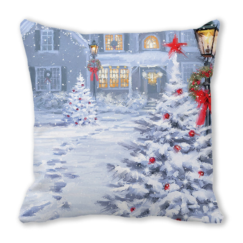 Santa Claus Snowman Pillow Cover Printed Seat Cover