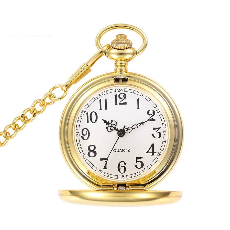 Rich Gold Double-sided Polished Classic Retro Pocket Watch