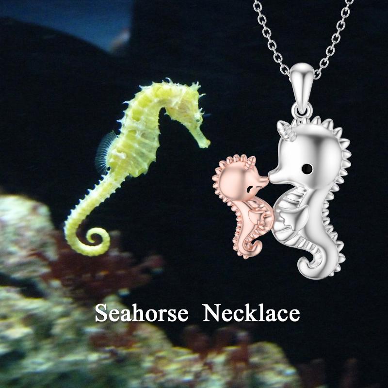 Seahorse Necklace 925 Sterling Silver Hippocampus Pendant Jewelry Gifts for Mom Daughter