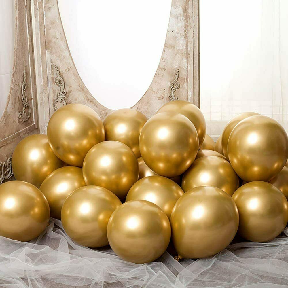 50pcs 12 Inch Metallic Balloons Metal Chrome Shiny Latex Happy Birthday Wedding Party Random Color