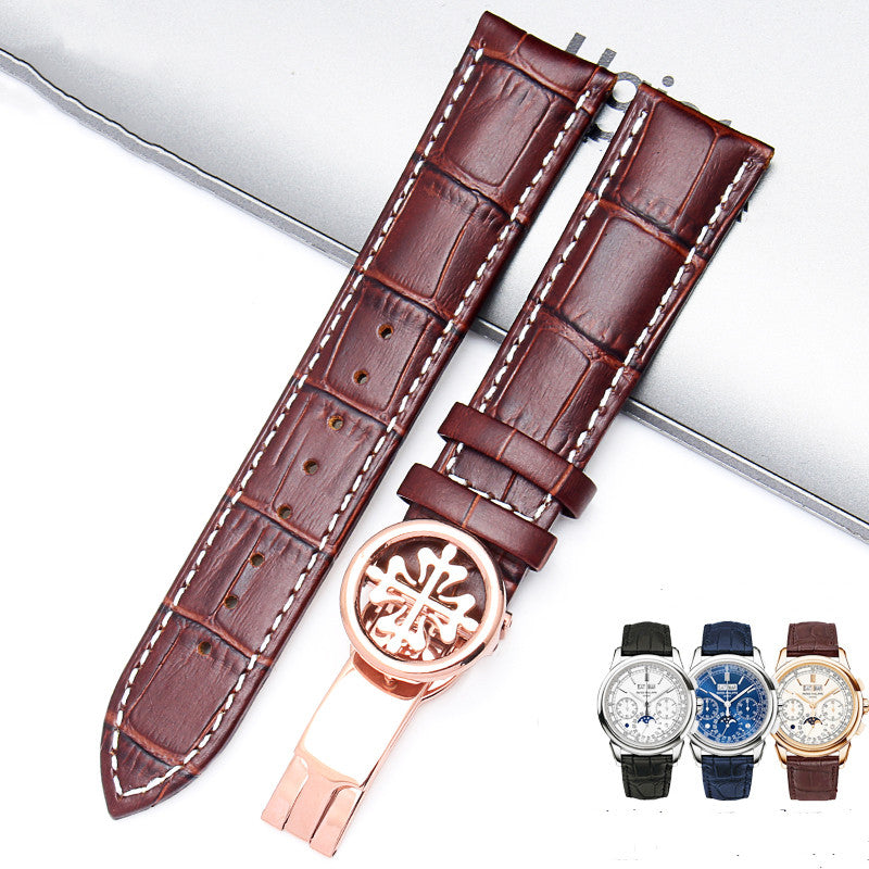 Watch strap with pattern butterfly buckle