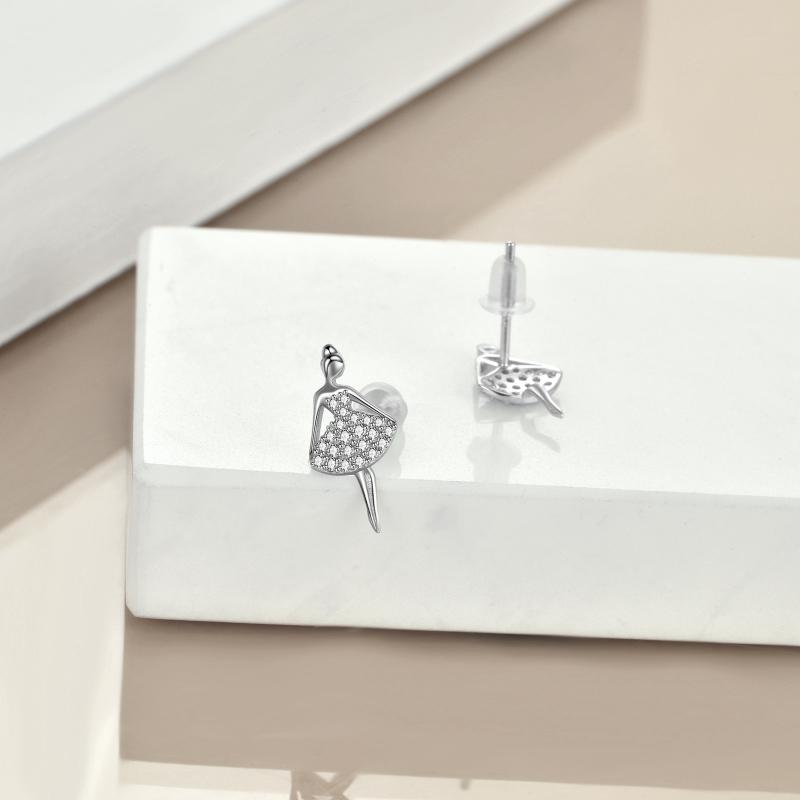 Sterling Silver Ballerina Earrings For Women