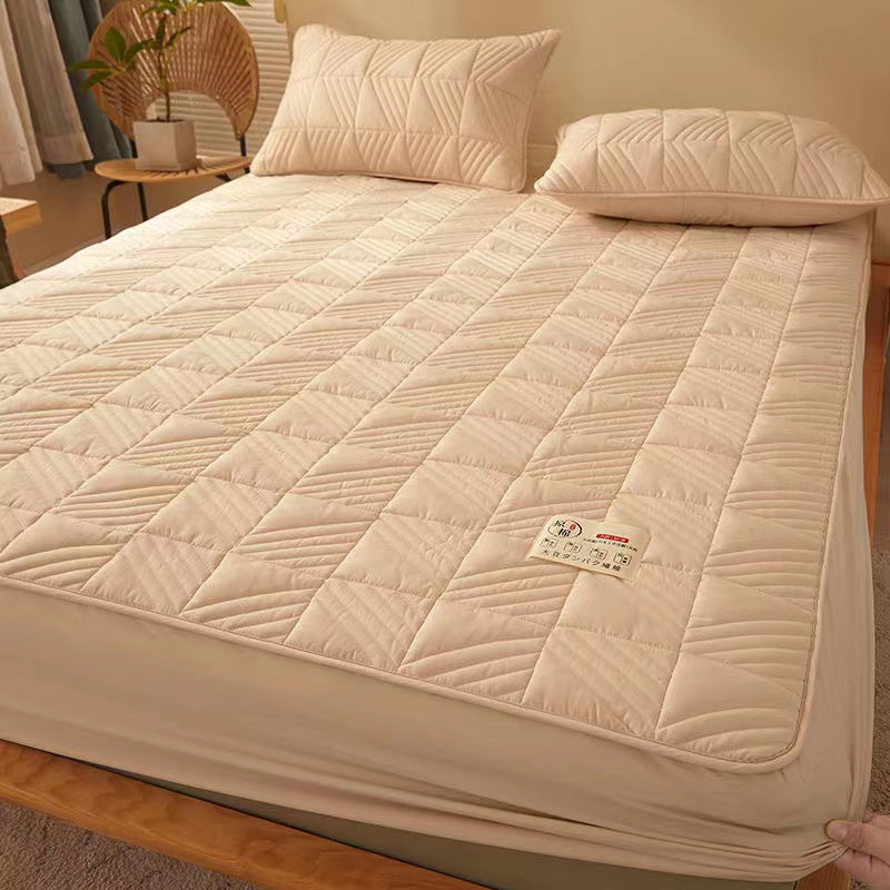 Pure Cotton Bed Sheet Single Piece Thickened Quilted Anti-mite Mattress Protector