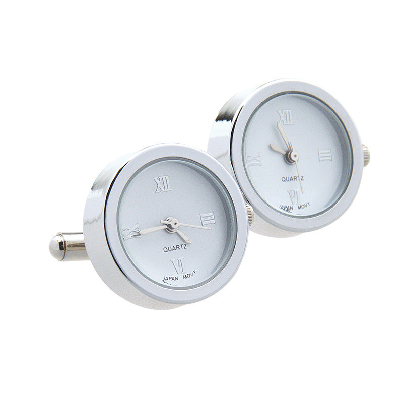 Stainless Steel Quartz Clock Can Run Cuff Links