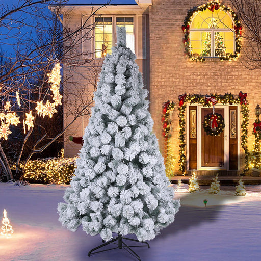 Artificial Christmas Tree White Snow Covered Xmas Decorations Decor With Stand