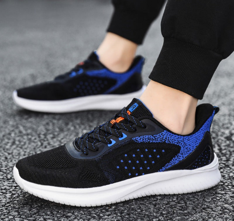 Plus Size Men's Shoes Black Mesh Fly-knit Sneakers