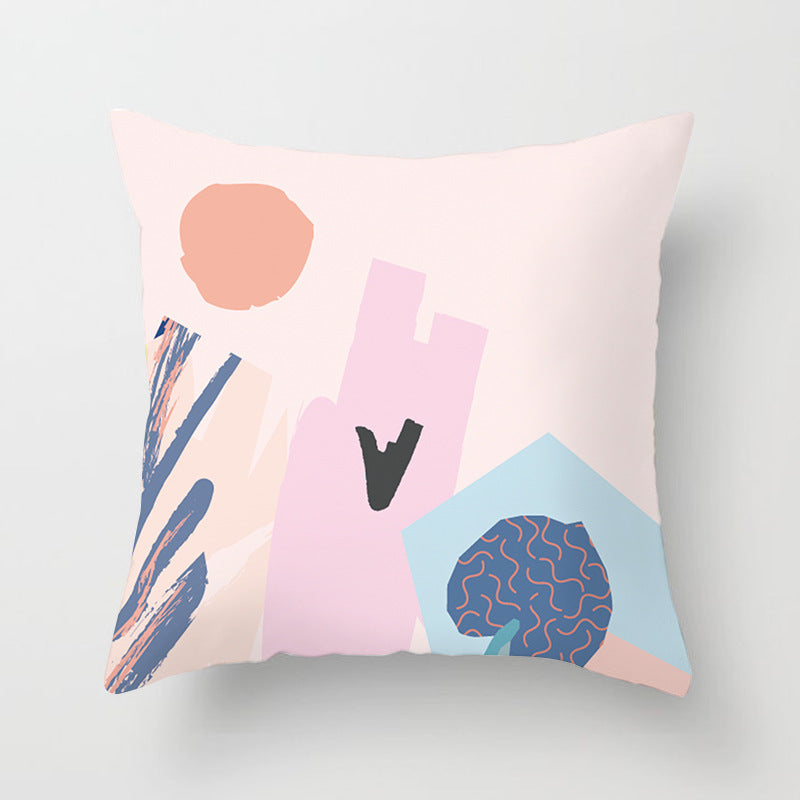 Decorative Pillowcase Creative Geometric Polyester Peachskin Pillow Case