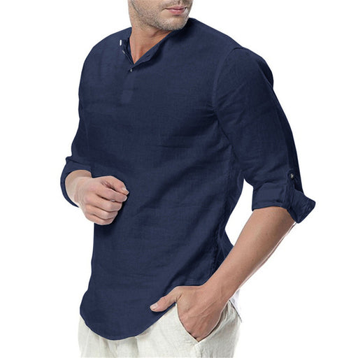 New Men's Summer Long Sleeve Cotton Linen Long Sleeve Shirts