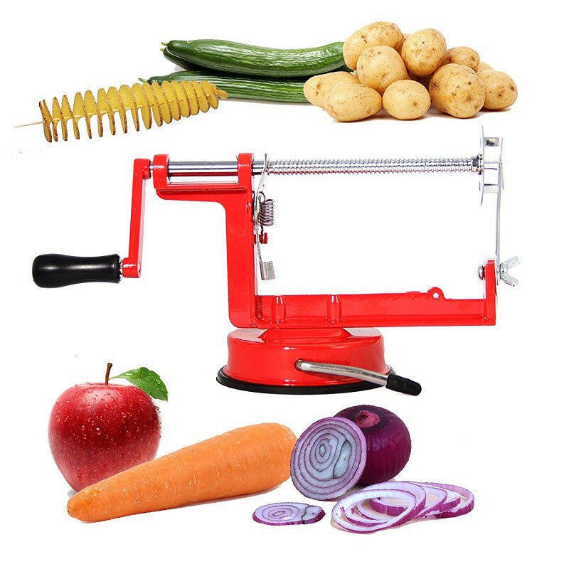 Household Hand-Cranked Potato Potato Tower Machine Manual Aluminum Alloy Stretch Potato Tower Machine Stainless Steel Rotary Slicer