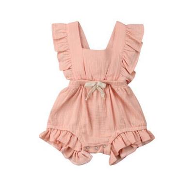 Lotus leaf lace sleeve bow baby dress