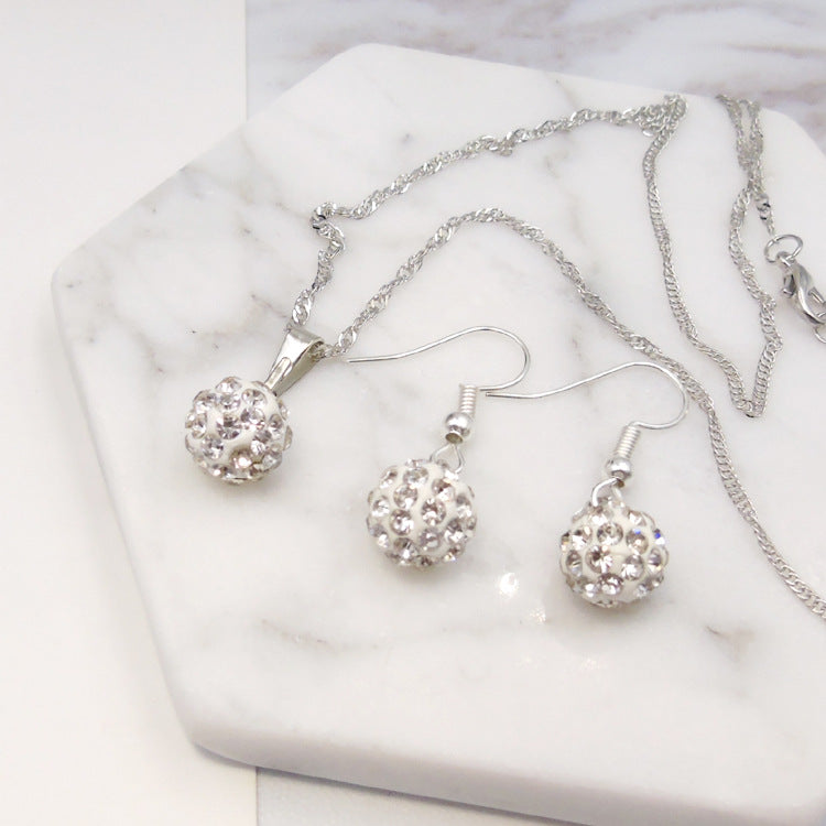 Full Diamond Ball Jewelry Crystal Set Earring Necklace