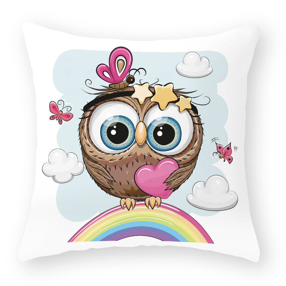 Cute Owl Peach Skin Pillow Case