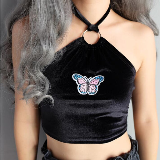 BUTTERFLY VELVET CROP TOP