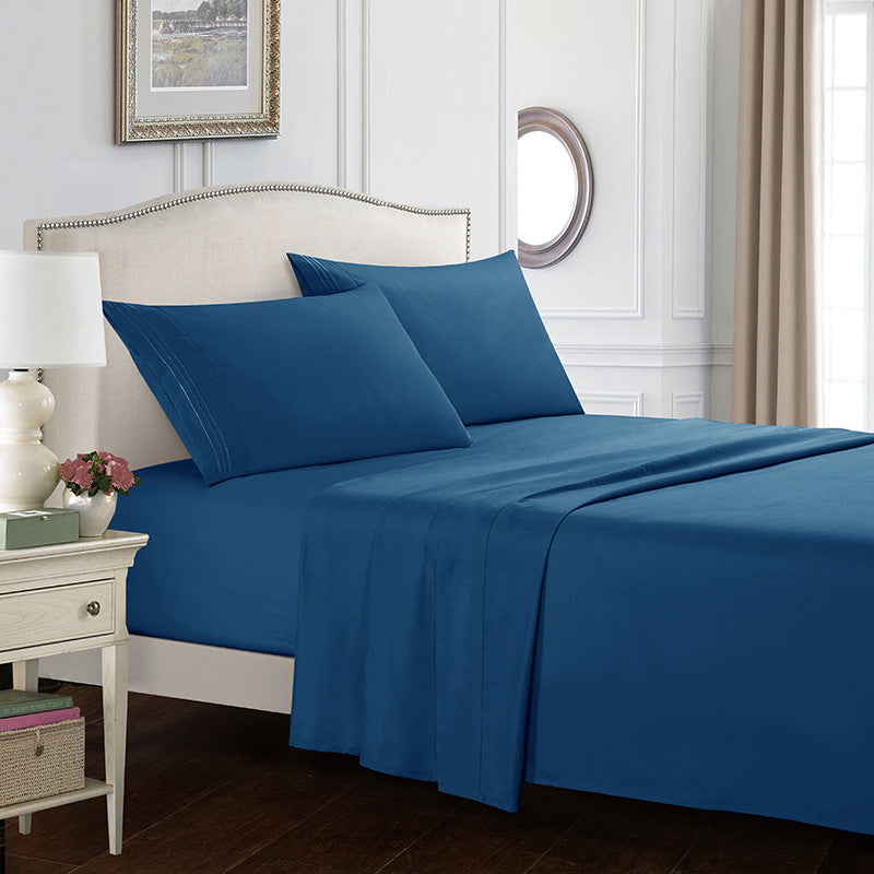 Four-piece Set Embroidered Solid Color Bed Goods