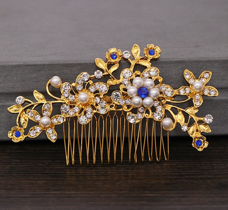 Hair comb, bridal rhinestone and pearl headdress, wedding dress accessories