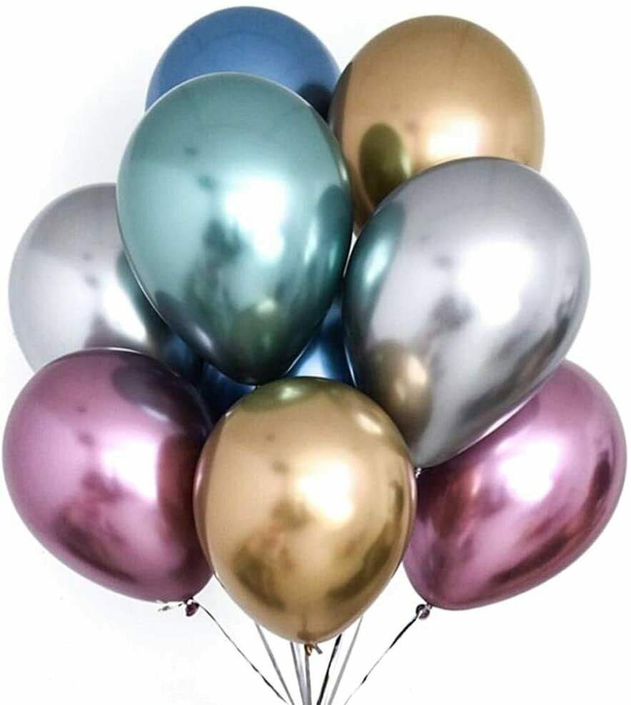 50pcs 12 Inch Metallic Balloons Metal Chrome Shiny Latex Happy Birthday Wedding Party Random Color