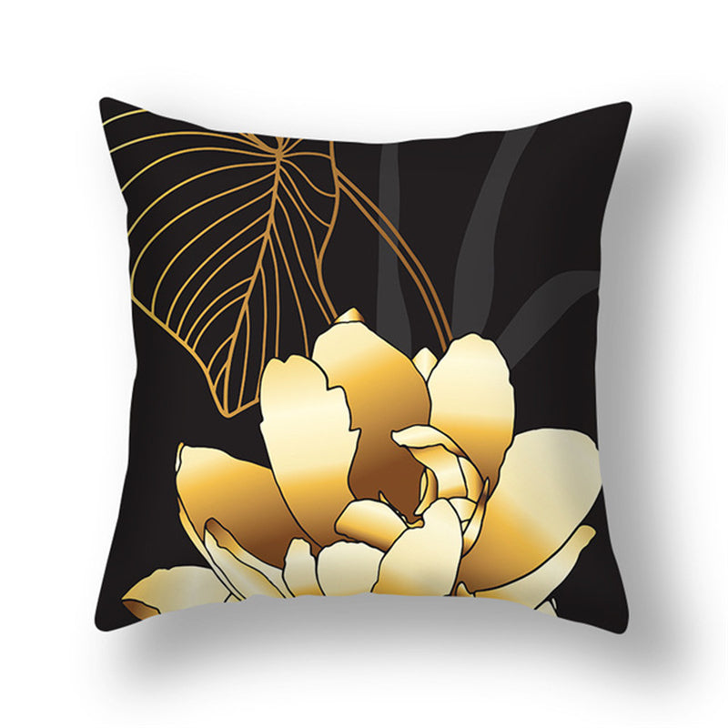 Green Gold Ginkgo Leaf Printed Pillow Cover