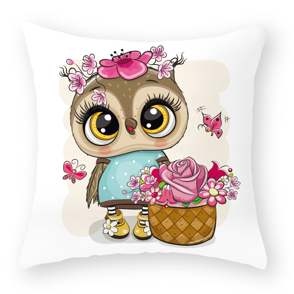 Cute Owl Peach Skin Pillow Case