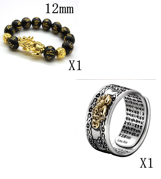 Natural Obsidian Bracelet Gold Leather Embroidered Men And Women