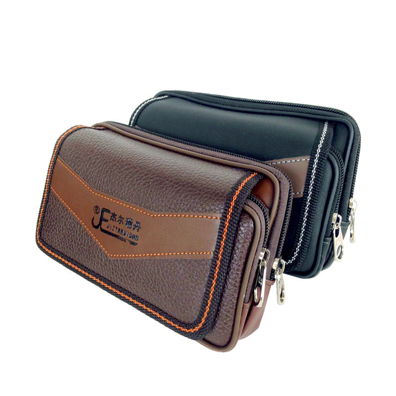 Imitation Leather Double Pull Phone Pockets Middle-aged And Elderly Wear Belt 6.0 Inch Screen