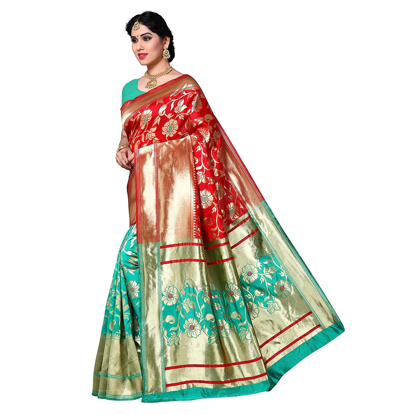 Women's Kanjivaram Saree With Blouse Piece Indian Sari Traditional Saree Wedding Dress Handmade Famous Actress Style Party Wear Free Size Ethenic Wear Clothes