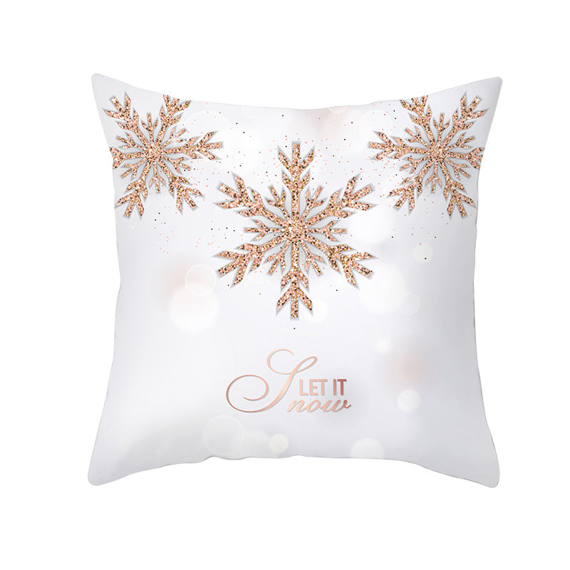 Fashion Peach Skin Velvet Snowflake Cushion Cover