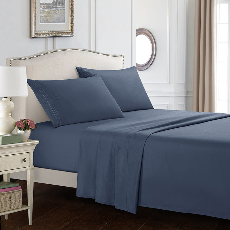 Four-piece Set Embroidered Solid Color Bed Goods