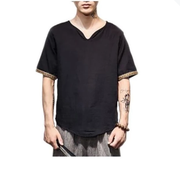 Linen shirt male breathable cotton short sleeve