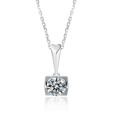 S925 Sterling Silver Inlaid Moissanite Stud Necklace Two Piece Set