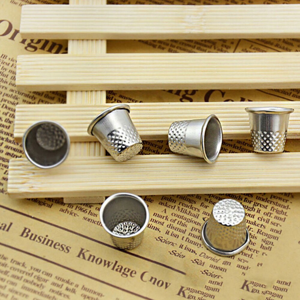 10Pcs/lot Silver Sewing Machine Handworking Pin Needle Craft Tools Metal Finger Thimbles Tailor Sewing Grip Shield Protector