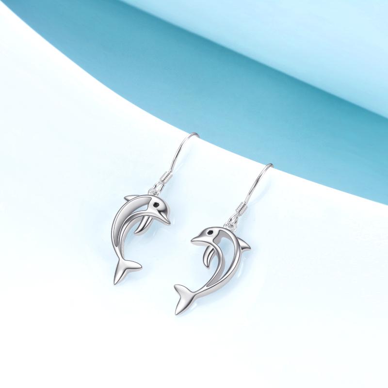 Dolphin Sterling Silver Earrings Hypoallergenic Jewellery for Her Drop Ear Pendent for Women