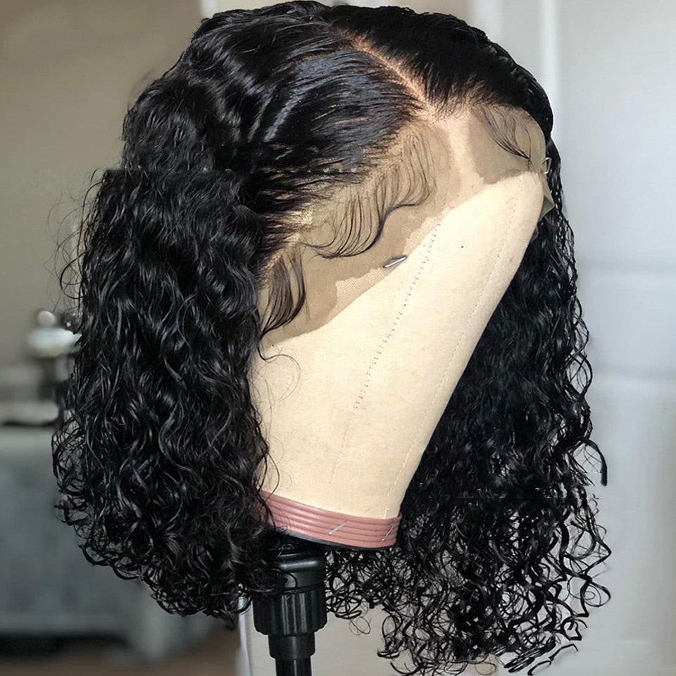 New Hot European And American Front Lace Wig Medium Black African Small Curly Short Curly Hair