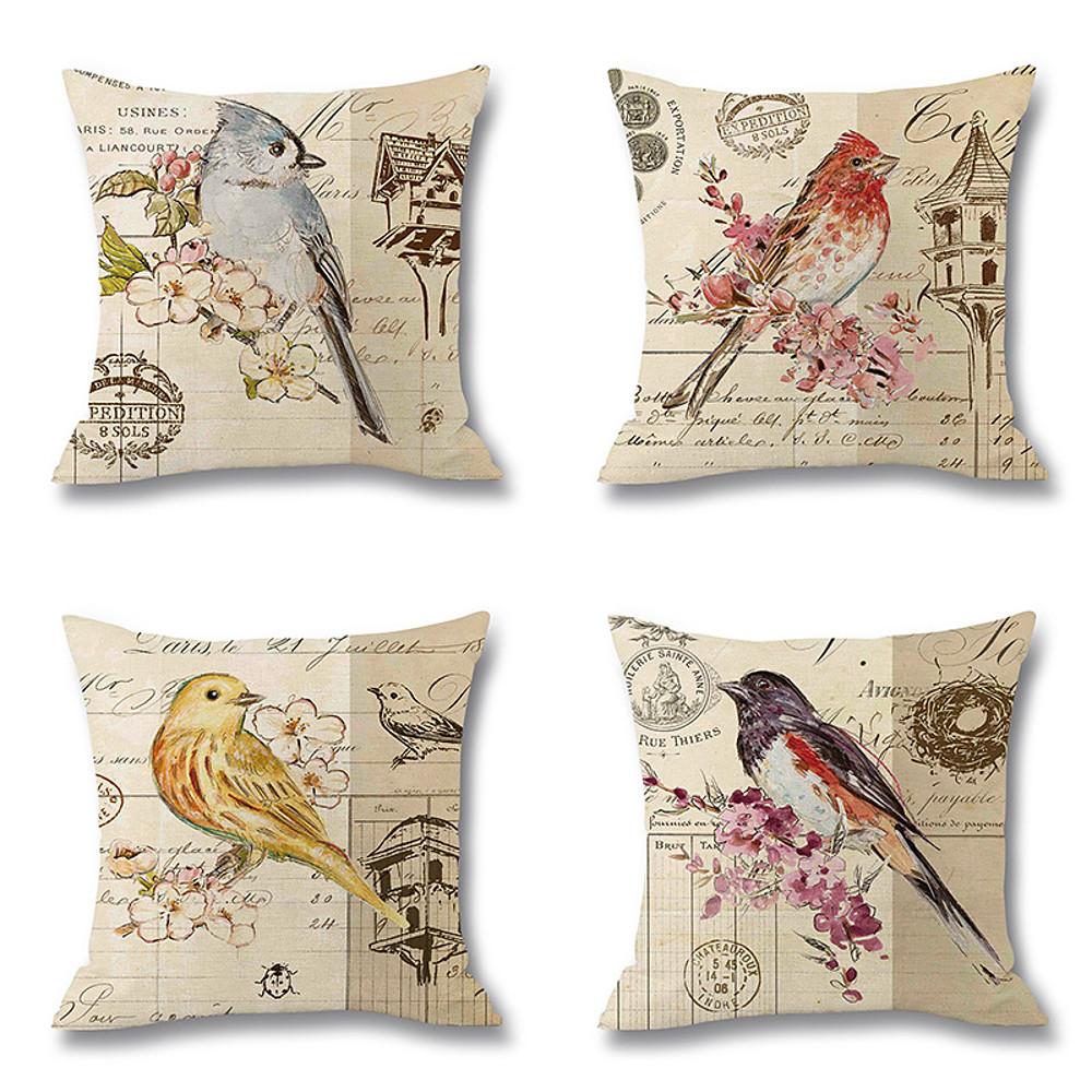 Printed Throw Pillow Linen Cushion Waist Pillow Case