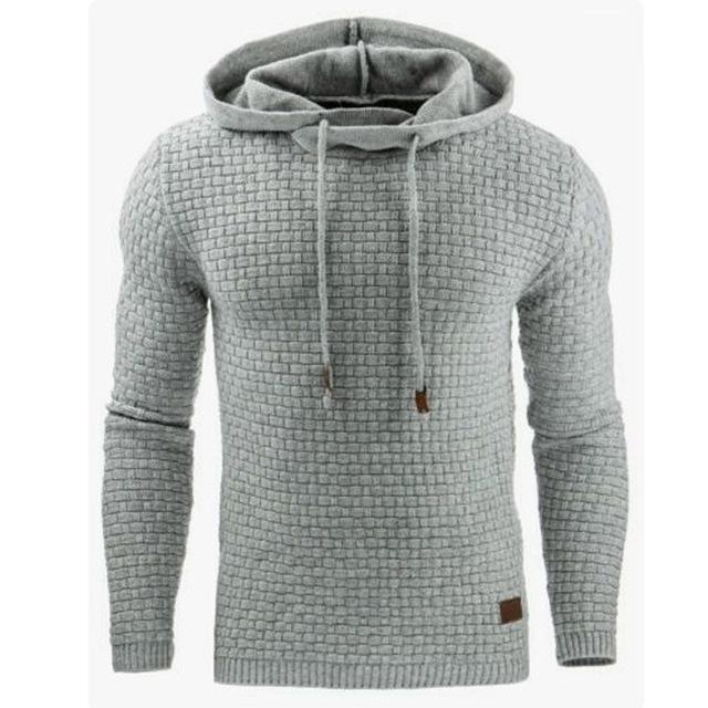 European and American Men's Jacquard Sweater Long-sleeved Hoodie Warm Color Hooded Sweatshirt Jacket