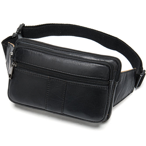 Leather Men's head leather waist bag