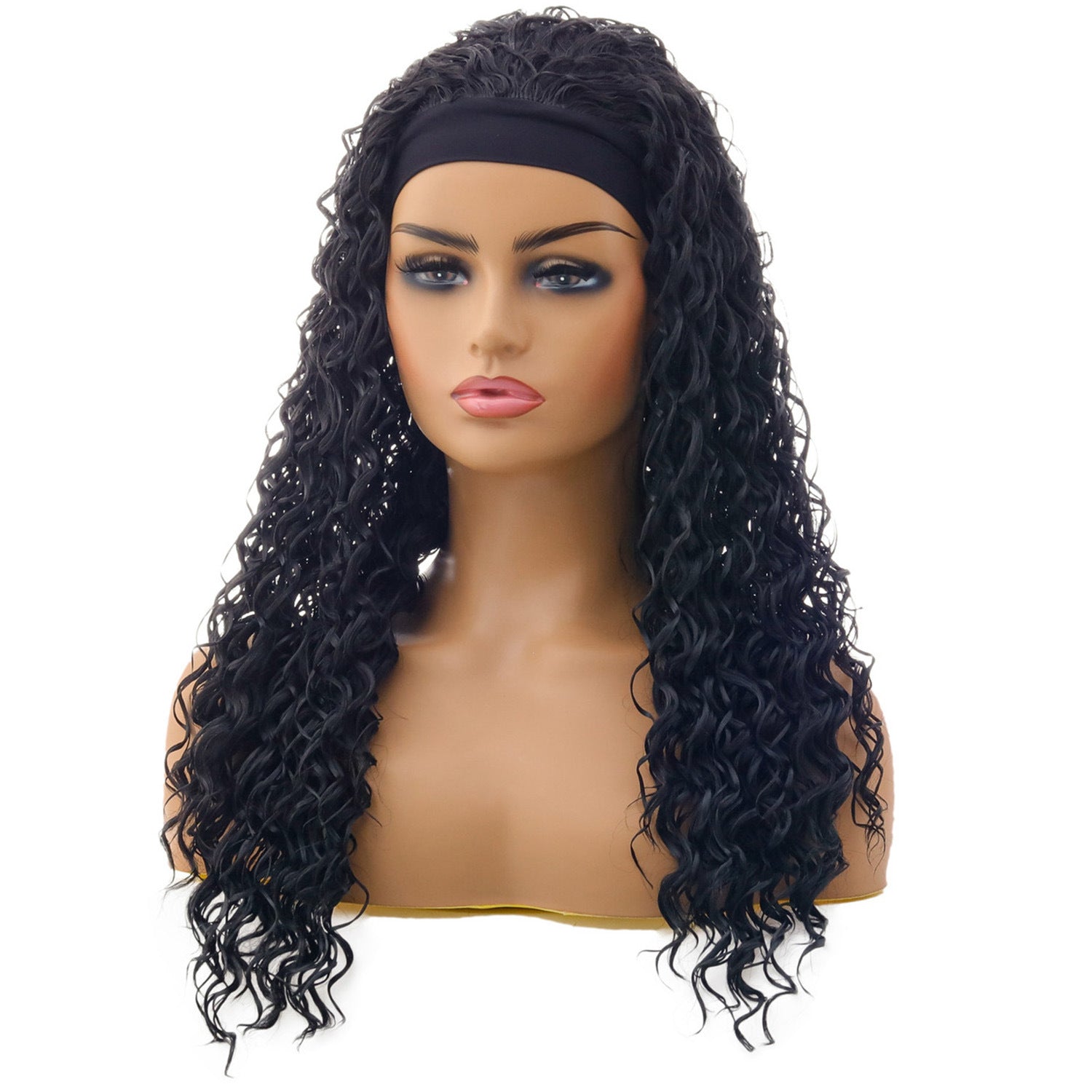 Small Roll Black Turban Wig Synthetic Fiber Headgear