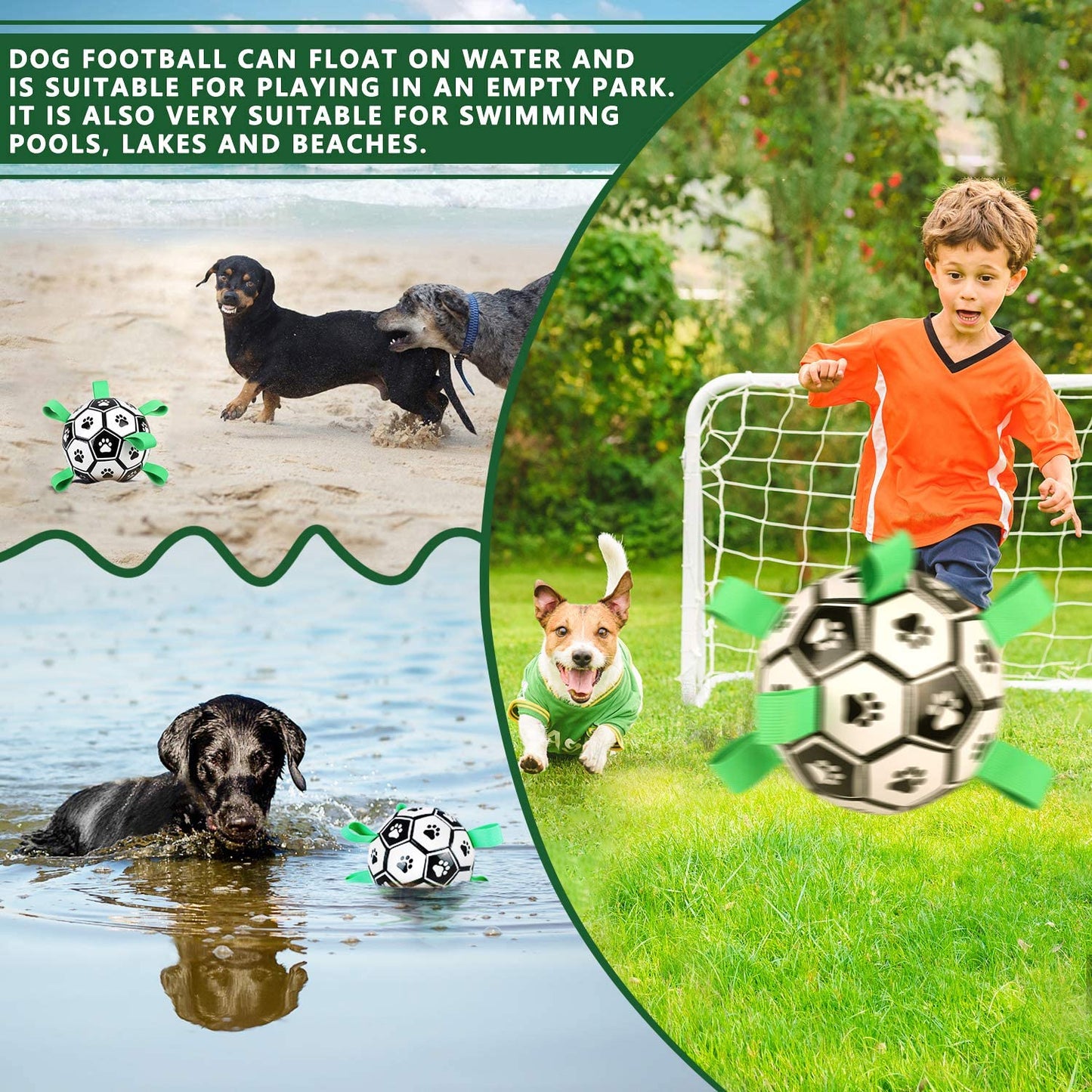 Dog Toys Interactive Pet Football Toys with Grab Tabs Dog Outdoor training Soccer Pet Bite Chew Balls for Dog accessories