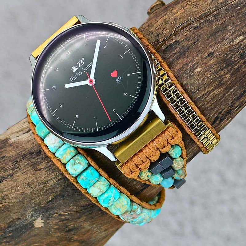 Shoushan Stone Bead Watch With Bracelet