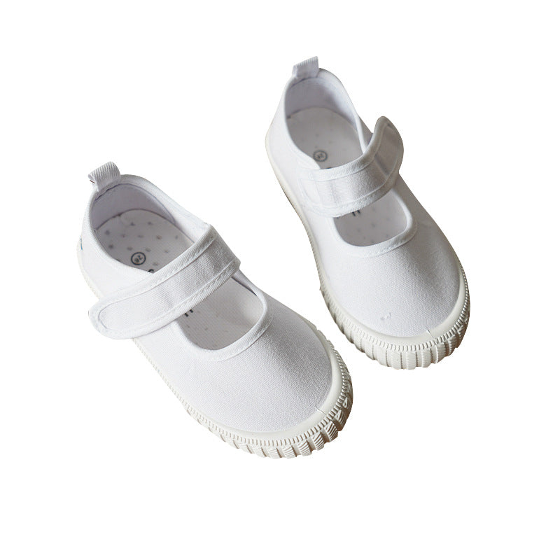 Boys And Girls Canvas White Sneakers Baby Soft Sole Indoor Shoes